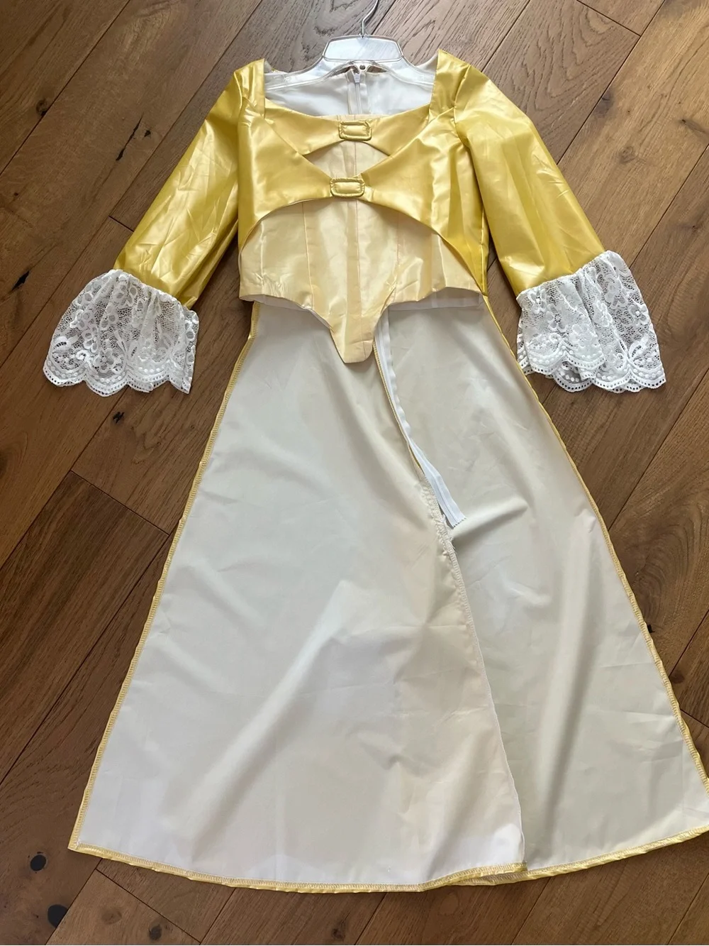 Golden Yellow Girls Large Princess Costume Dress Victorian Colonial Belle 2 pcs